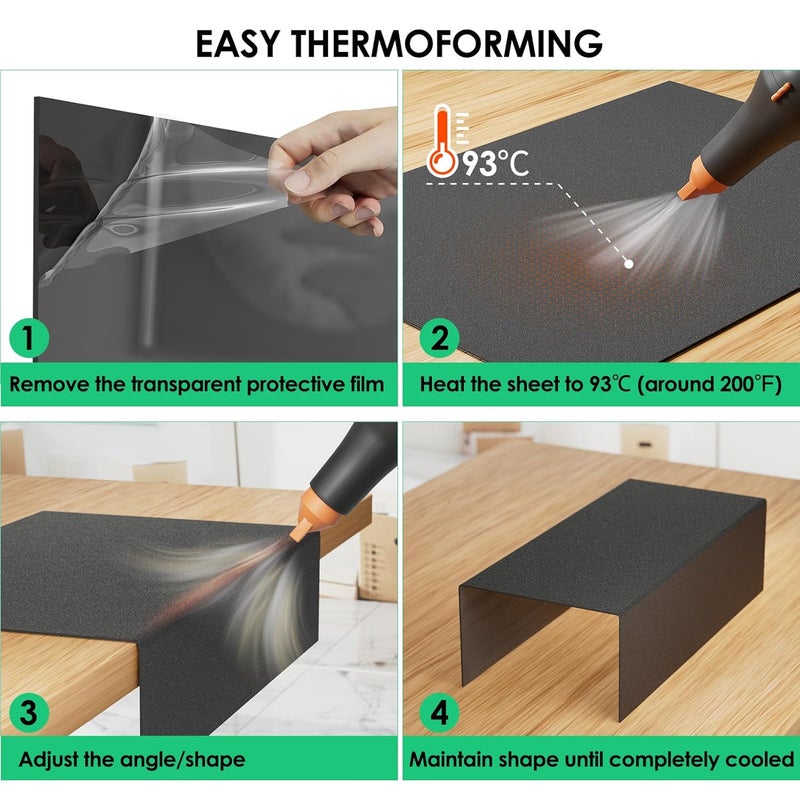 CREGEAR ABS Plastic Sheet 1/16" x 16" x 12", 2 Pack Black Rigid Thermoplastic Board for Crafts, DIY Projects, Dual-Surface (Textured & Smooth) - Image 4